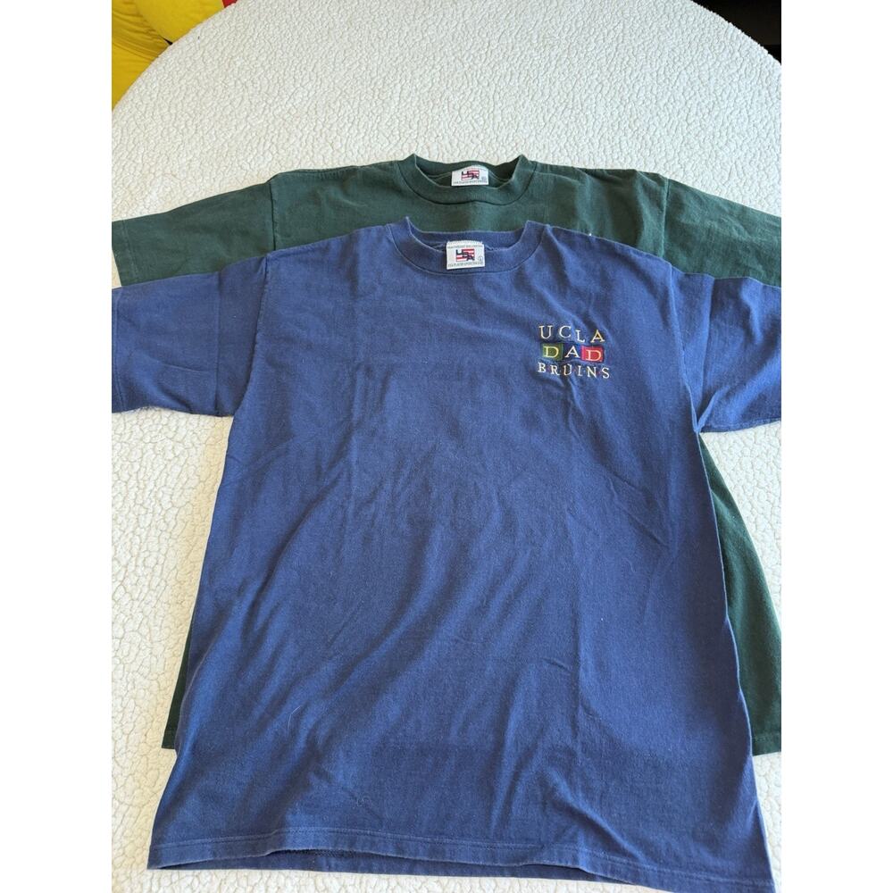 2 Vintage UCLA Bruins Dad Short Sleeve Shirt LA T-shirt ExLarge And Large USA